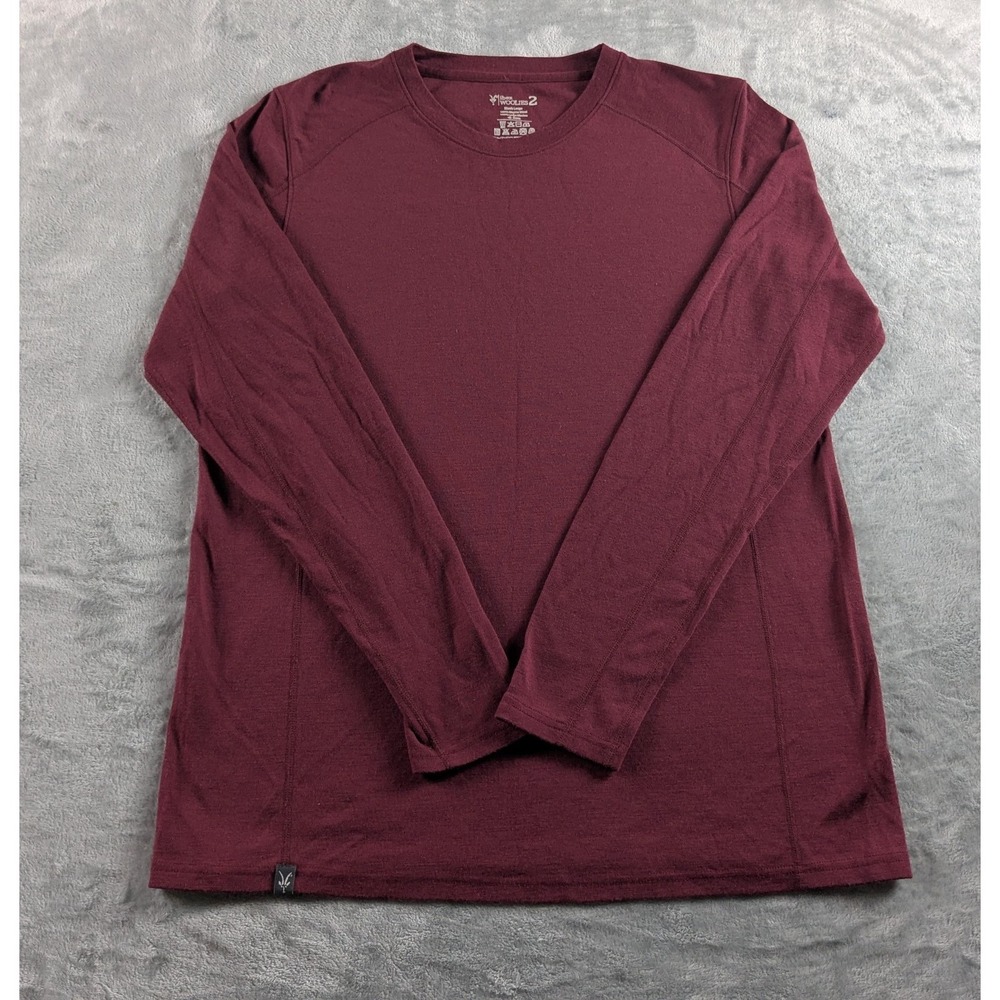 Ibex Woolies 2 Shirt Mens Large Red Purple Merino Wool Long Sleeve Base Layer